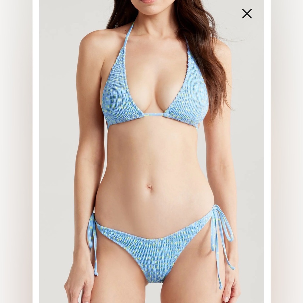 Kulani Kinis Savaii Blue Floral Side-Tie Cheeky Bikini Bottoms size large